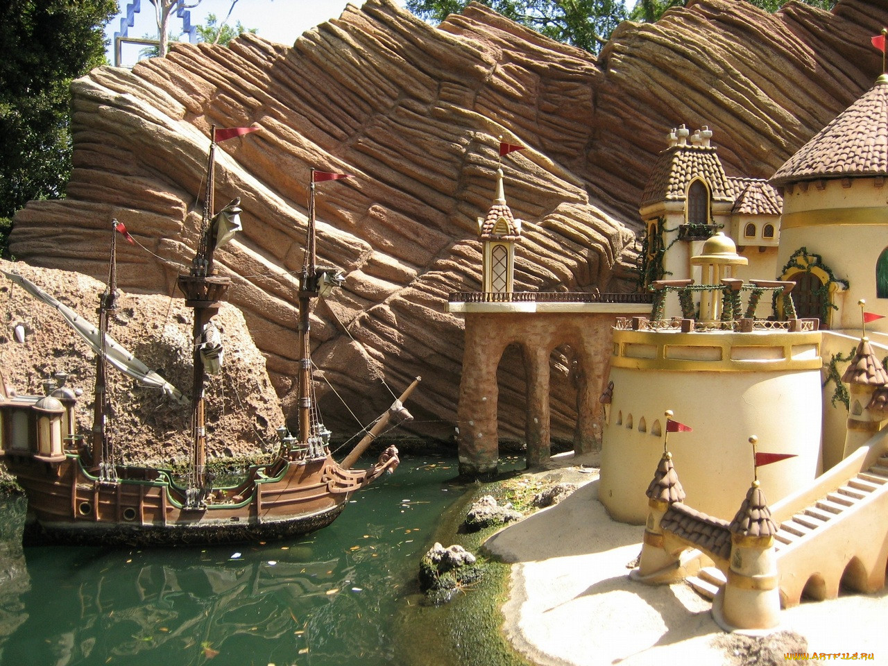 fantasyland, storybook, land, canal, little, mermaid, scene, , 